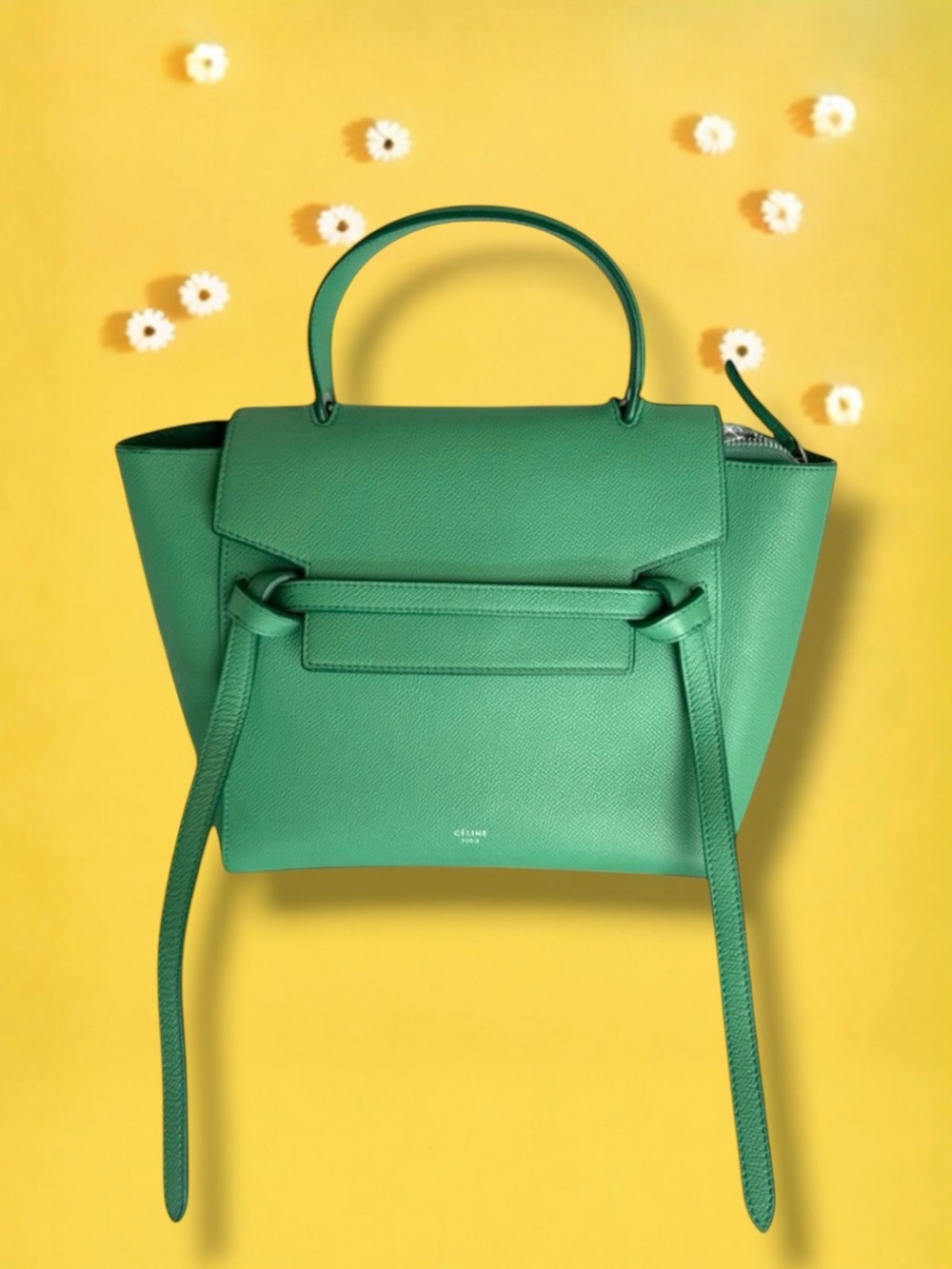 🩷CELINE Micro Belt Bag Grained Calfskin 'POP GREEN' & Silver-Tone Hardware
